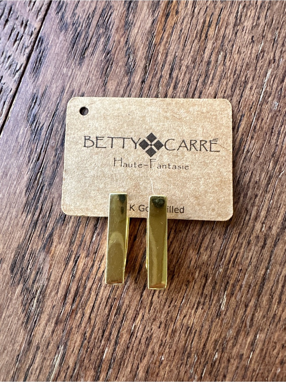 Betty Carré Gold Filled Rectangular Hinged Hoop Earrings
